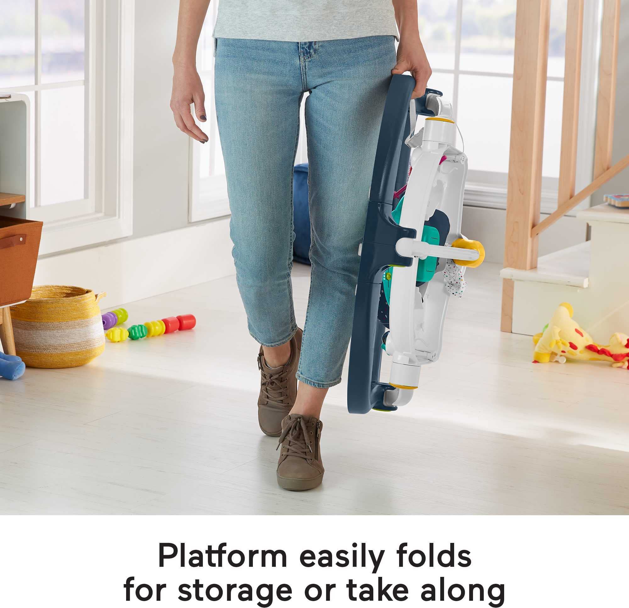 Fisher-Price SpaceSaver frame folded for compact storage and travel