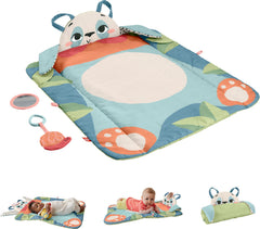 Fisher-Price Baby Planet Friends panda face panel encourages tummy time head lift.