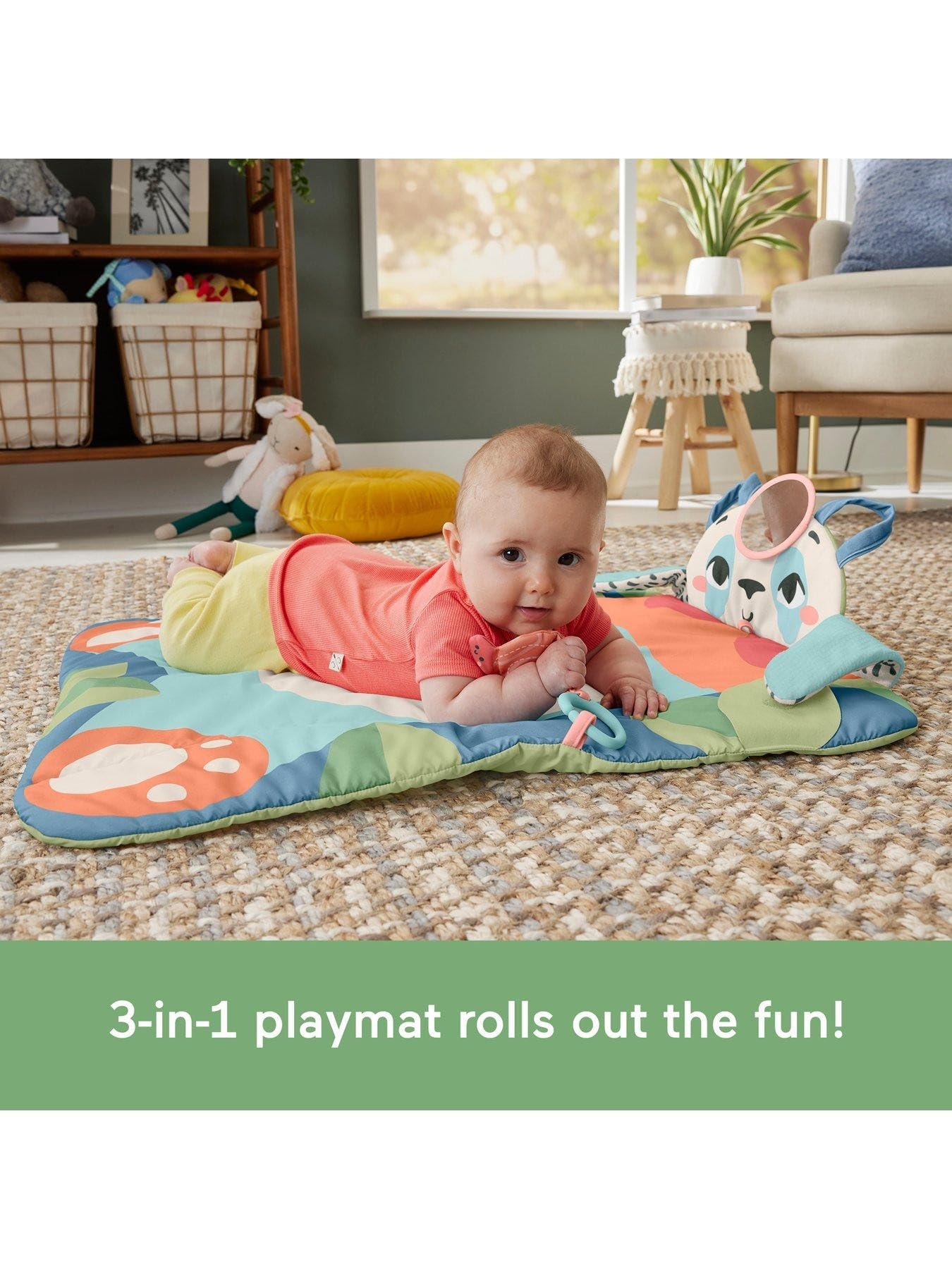 Fisher-Price Baby Planet Friends tummy time mat with high-contrast visuals.
