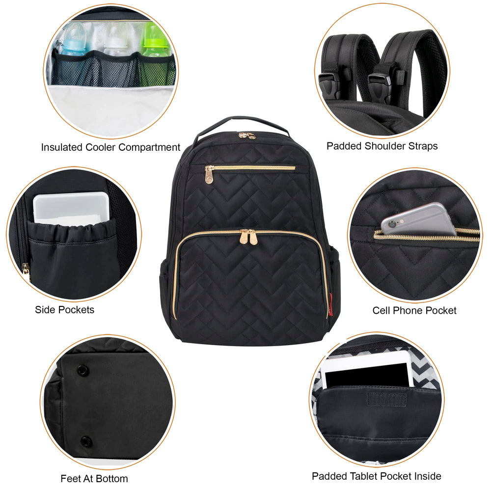 Fisher-Price Baby Signature Morgan backpack side pocket view showing water bottle pocket.