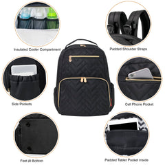 Fisher-Price Baby Signature Morgan backpack side pocket view showing water bottle pocket.