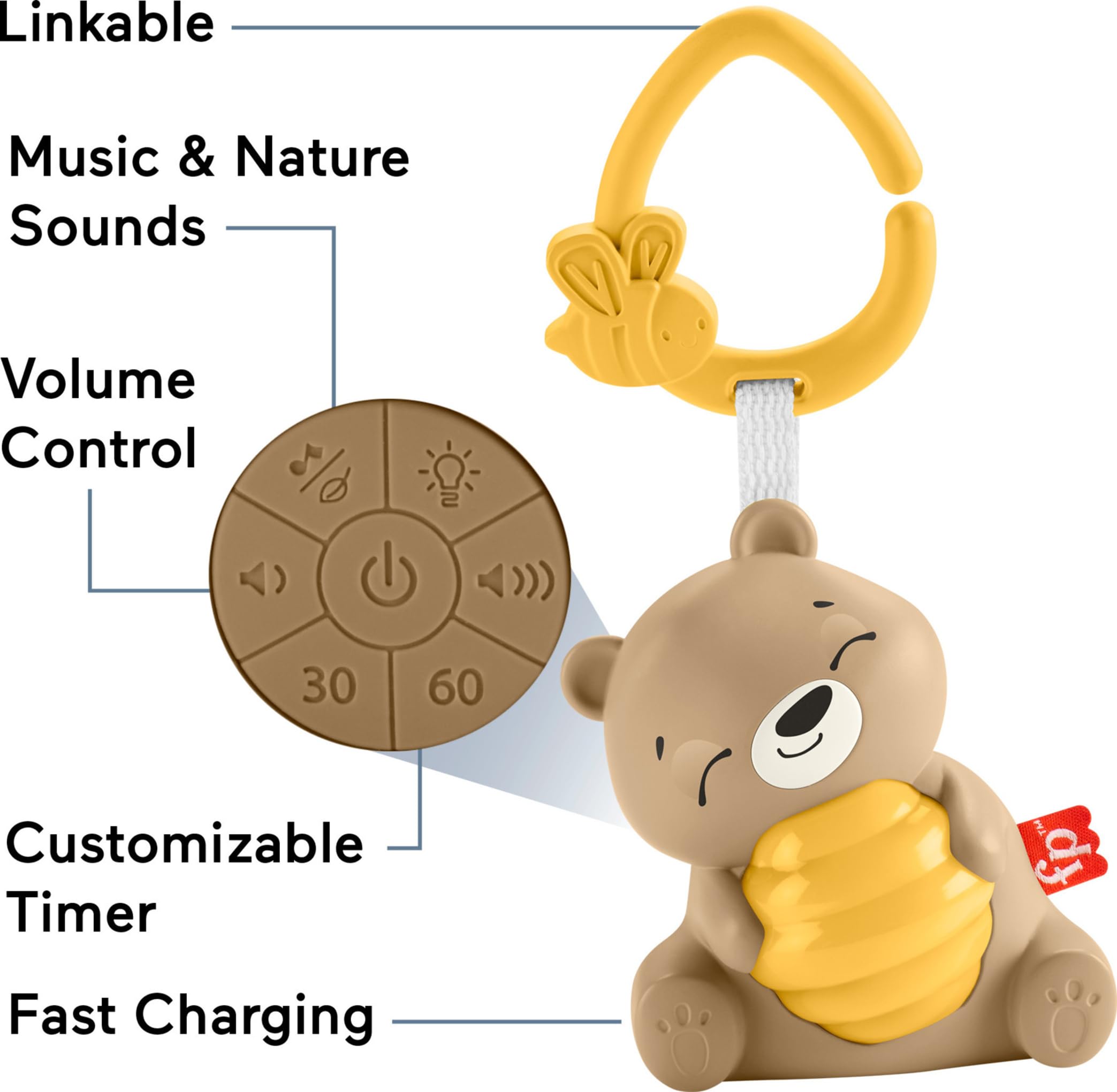 Fisher-Price Beary fast-charging USB-C cable powers ready-to-use nights.