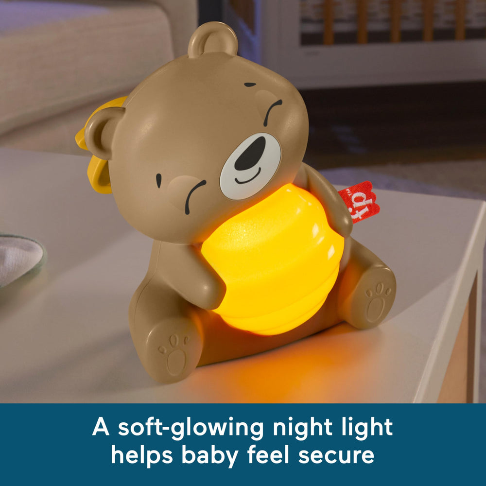 Fisher-Price Beary emits a soft glow night light for gentle visual cues.
