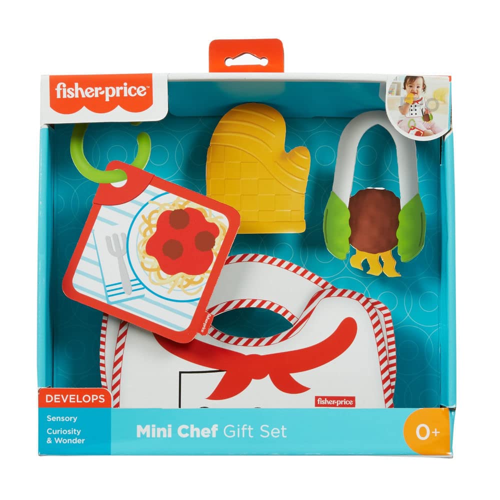 Fisher-Price Cutest Chef gift set packaging highlights kitchen-themed fun.