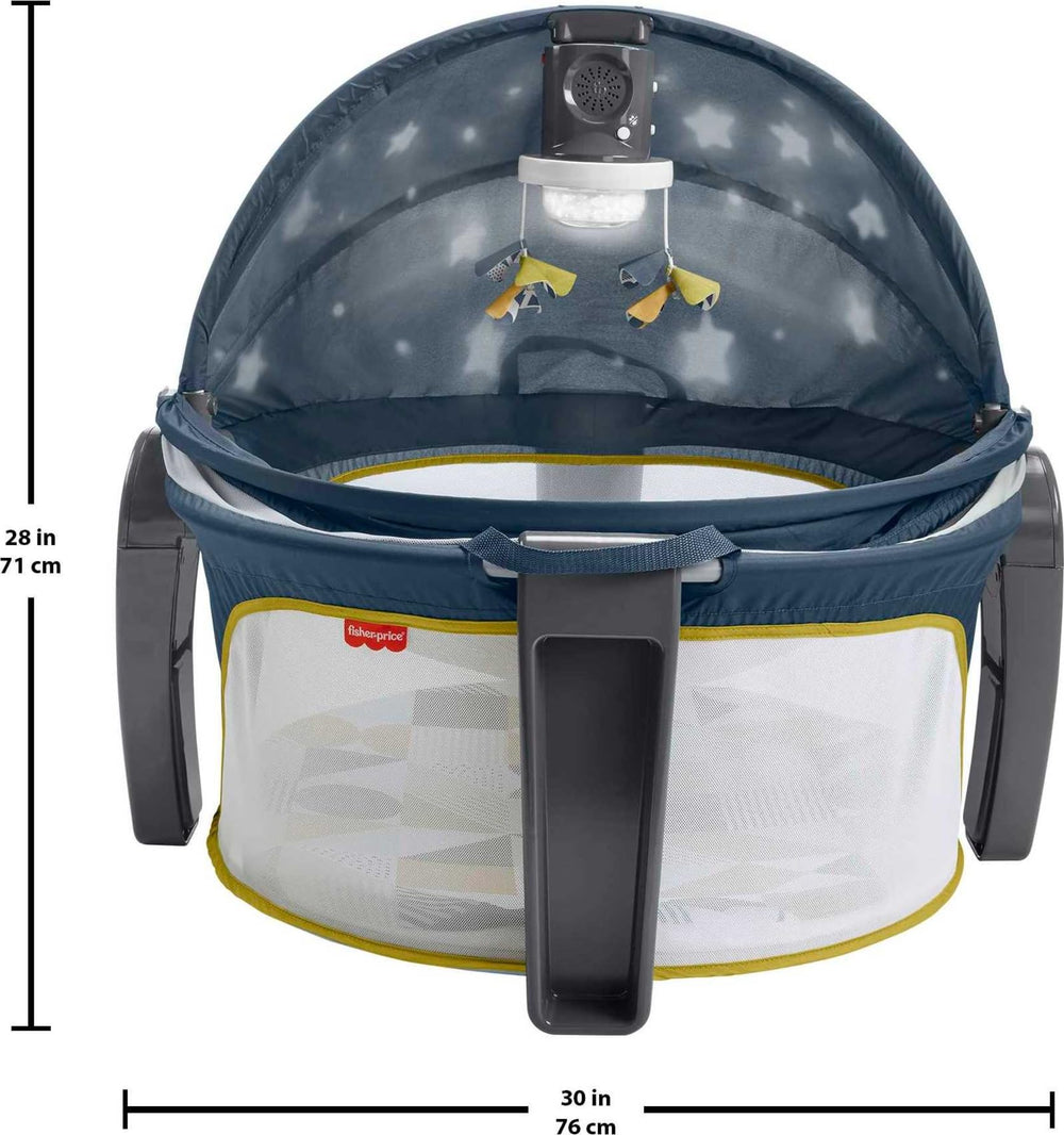 Fisher-Price breezy mesh sides keep a clear view of baby.