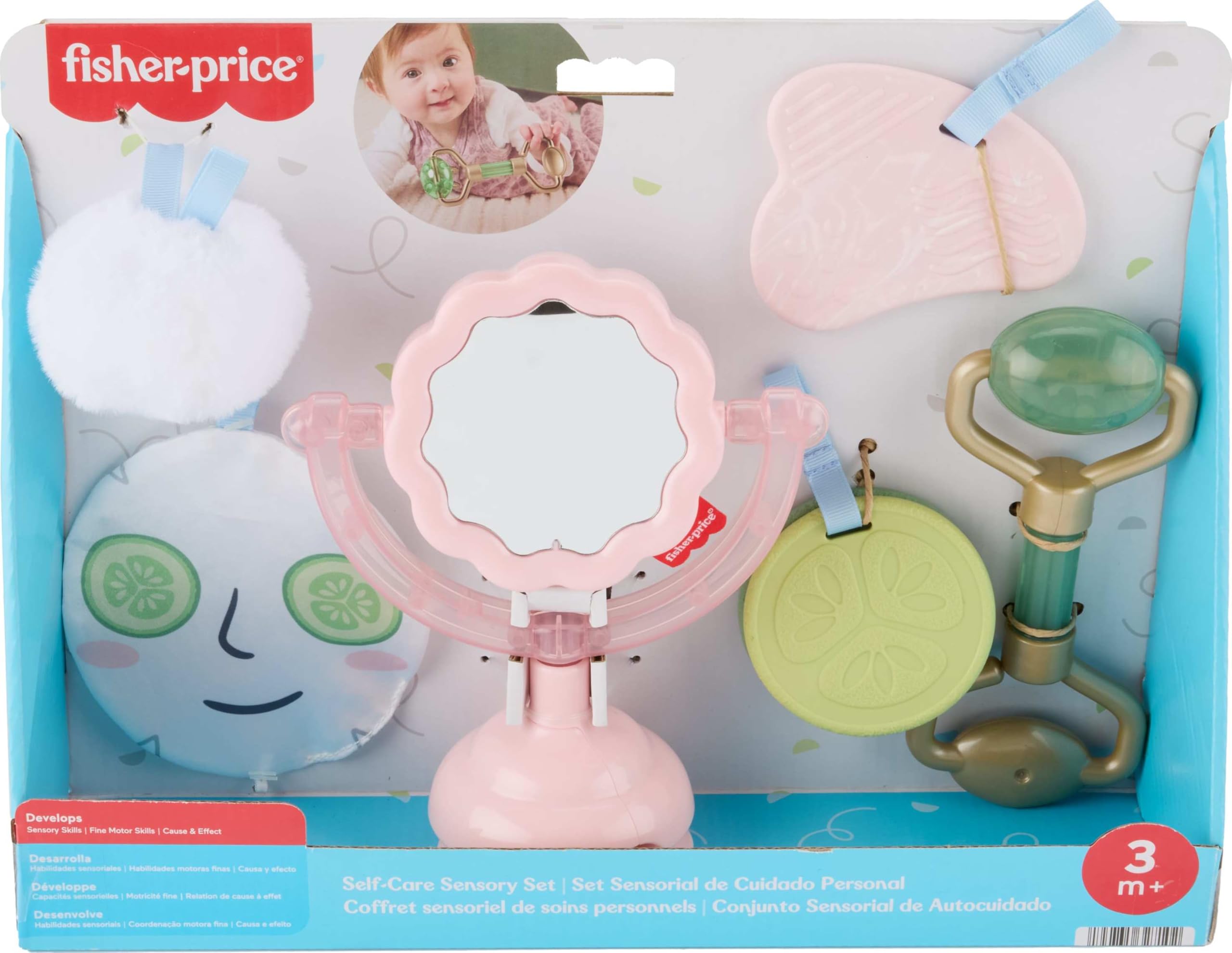 Fisher-Price Mini Me Moments spinning mirror with suction aids visual tracking