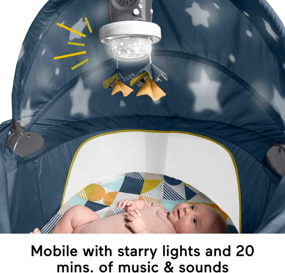 Fisher-Price motorized mobile provides up to 20 minutes of gentle music.