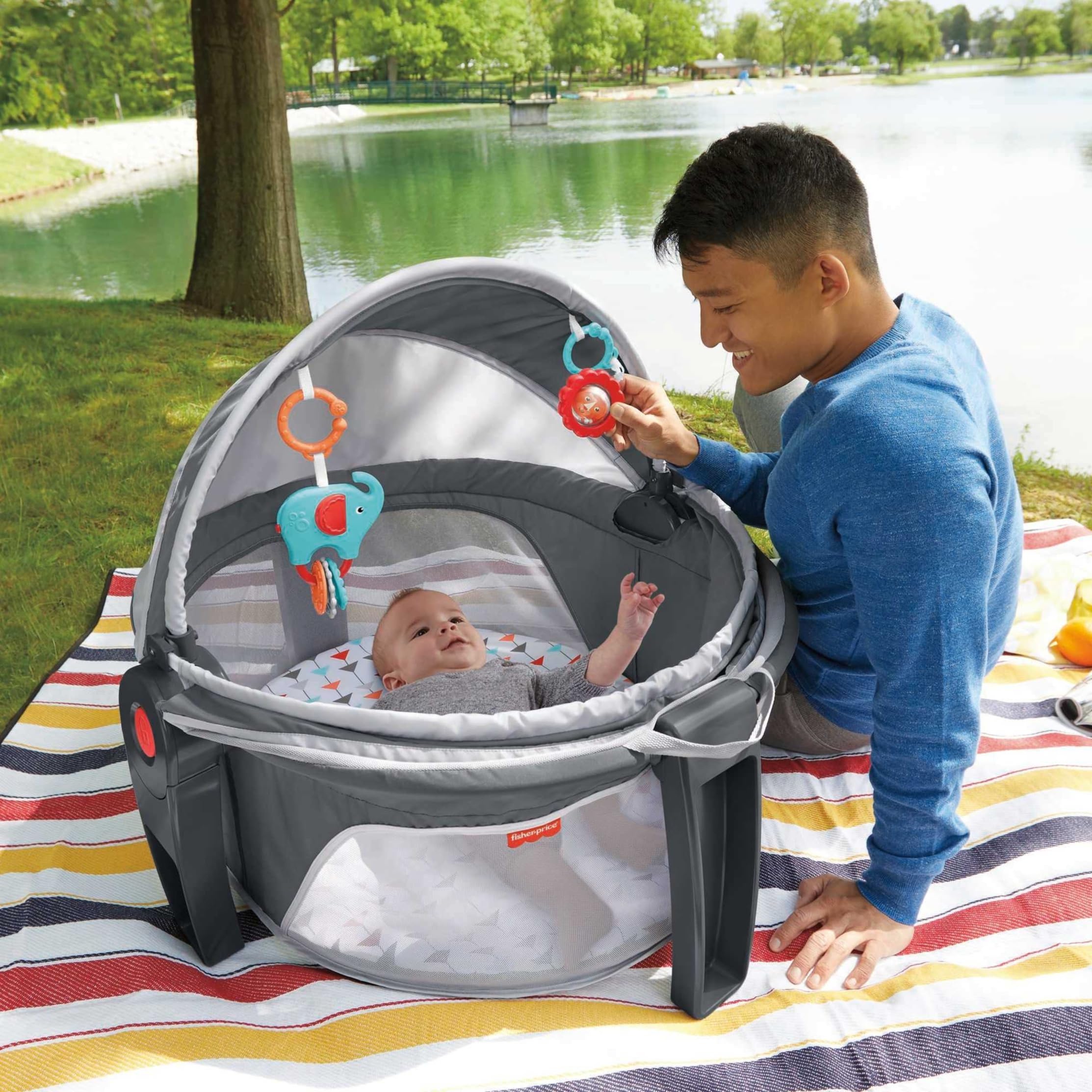 Fisher-Price On-the-Go Baby Dome overhead toys invite tactile play