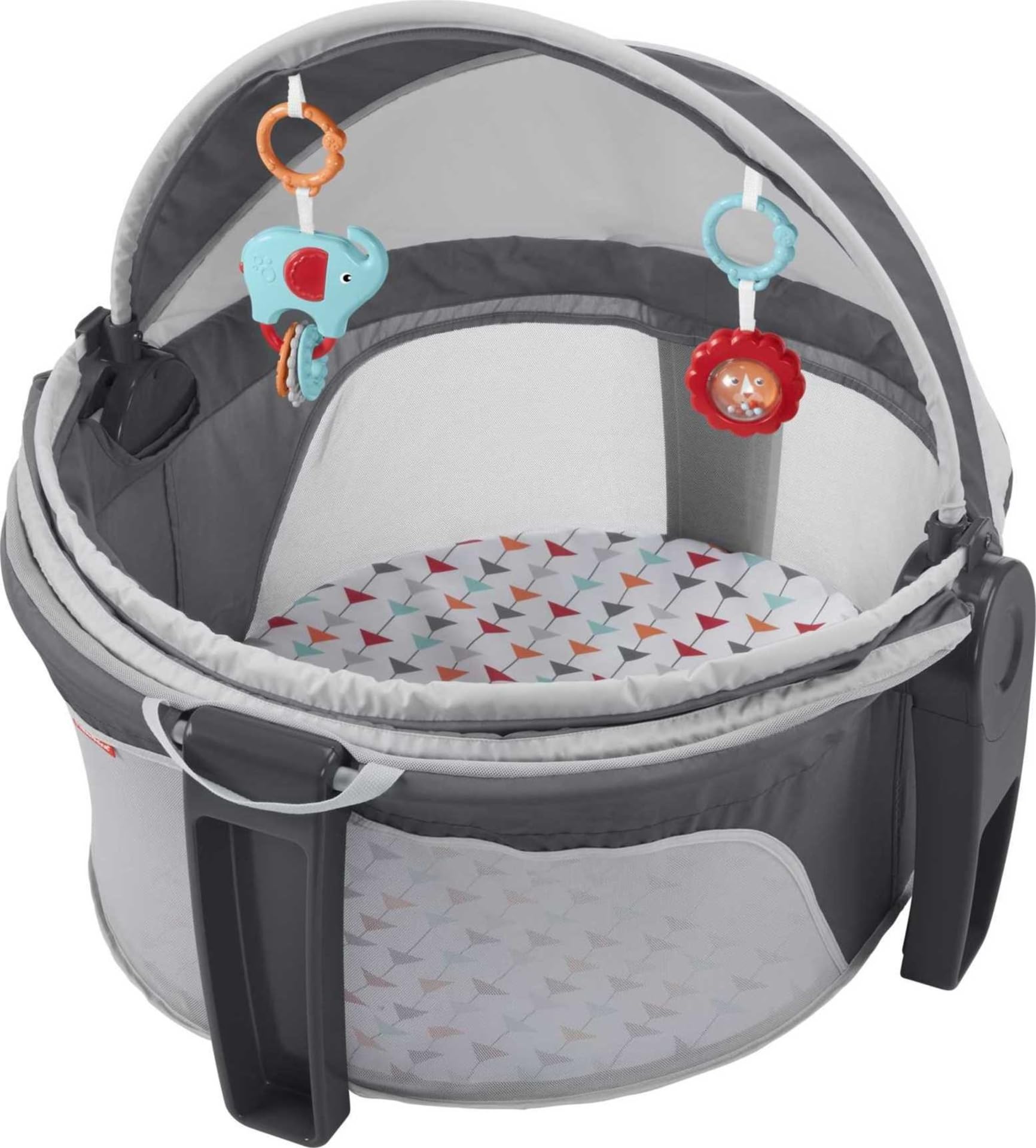 Fisher-Price On-the-Go Baby Dome travel setup highlights compact, travel-ready design