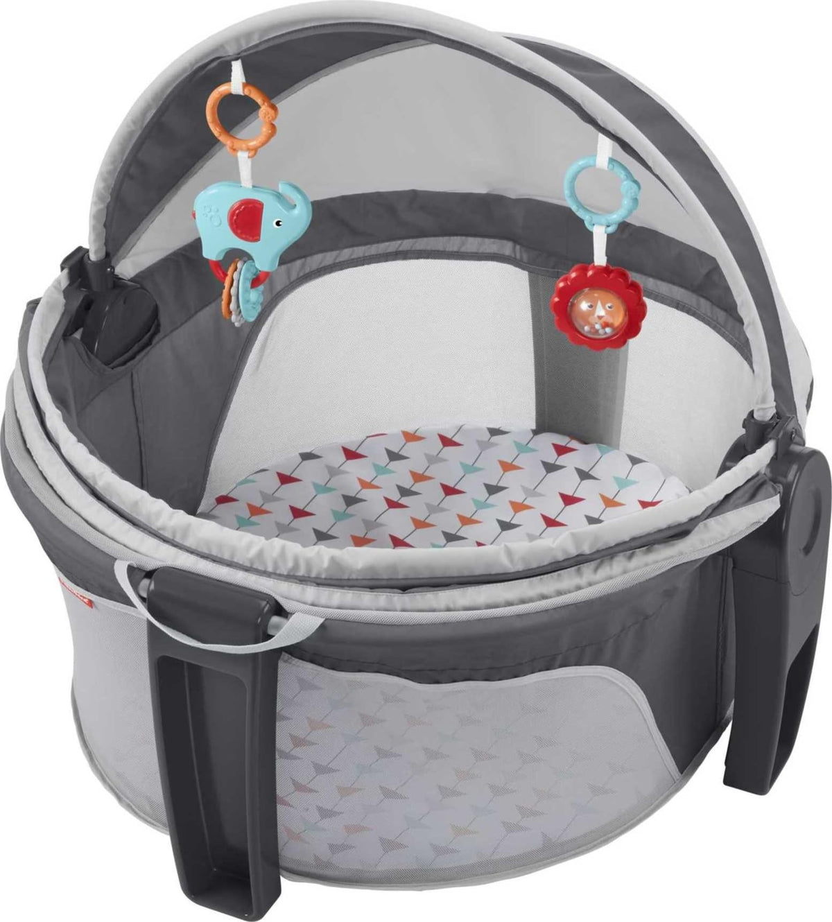 Fisher-Price On-the-Go Baby Dome travel setup highlights compact, travel-ready design
