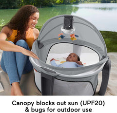 Fisher-Price projection dome breezy mesh sides for clear baby viewing.