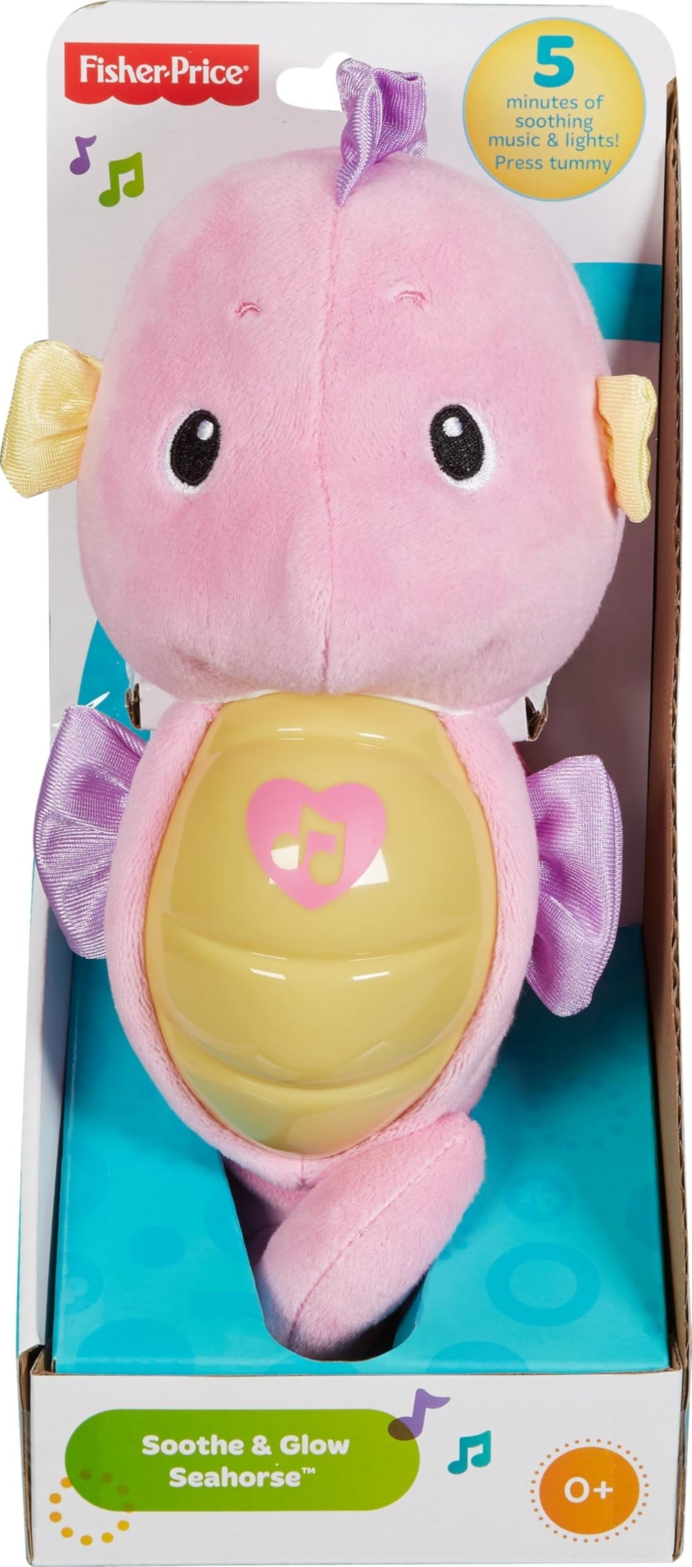 Fisher-Price Soothe & Glow Seahorse machine-washable with electronics removed for easy cleanup.
