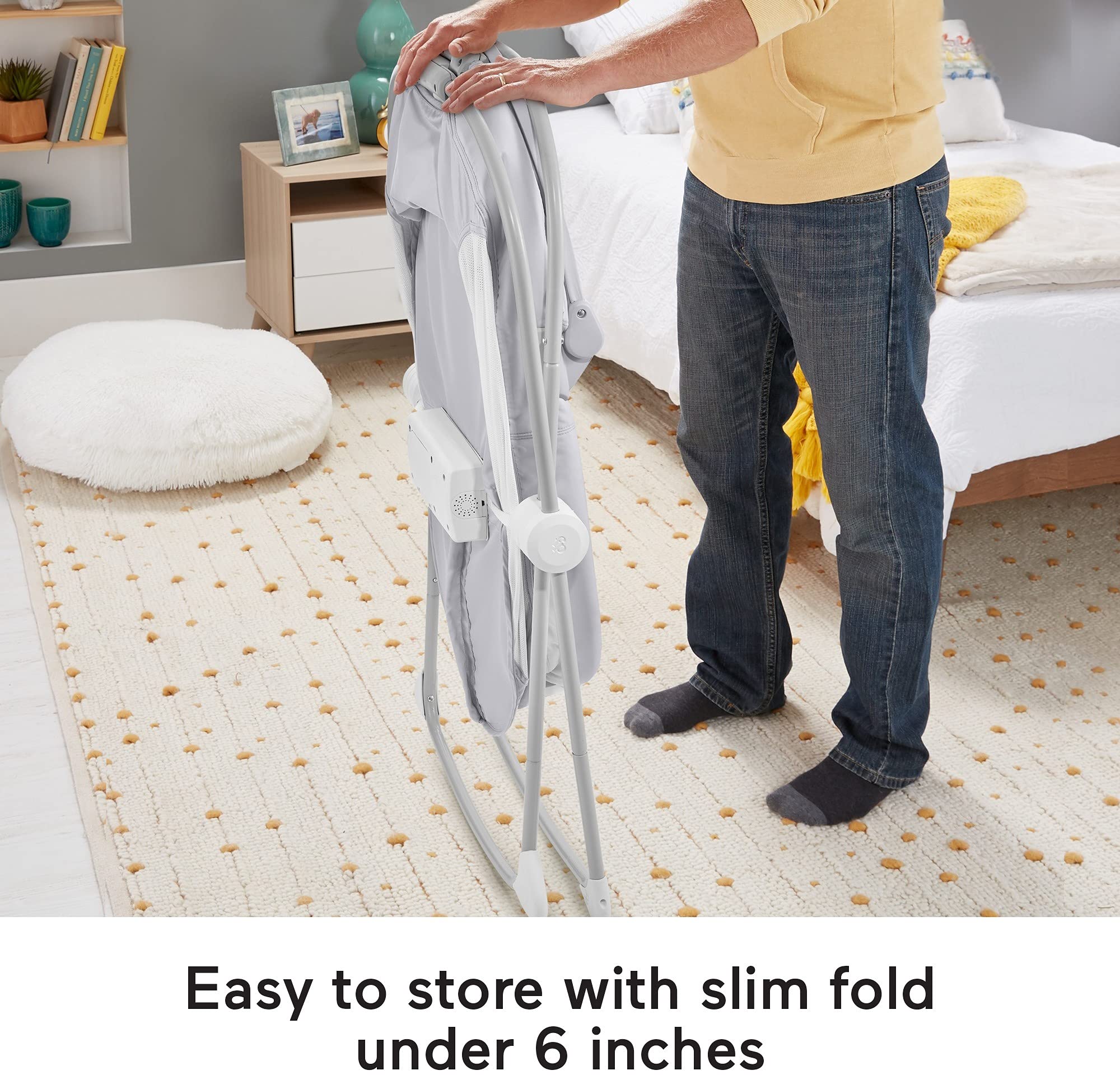 Fisher-Price Soothing View Bassinet slim fold design for travel