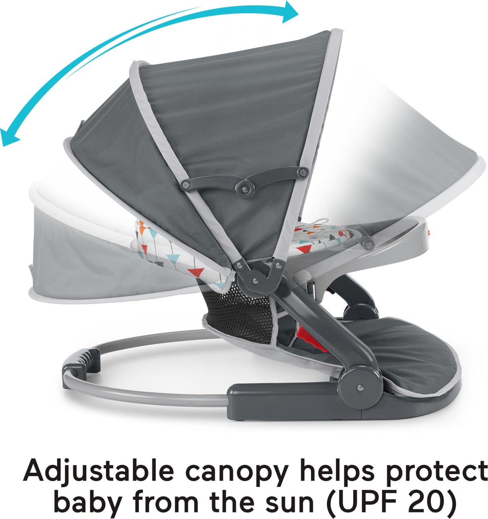 Fisher-Price Travel Baby Chair folded-flat for compact packing and storage.