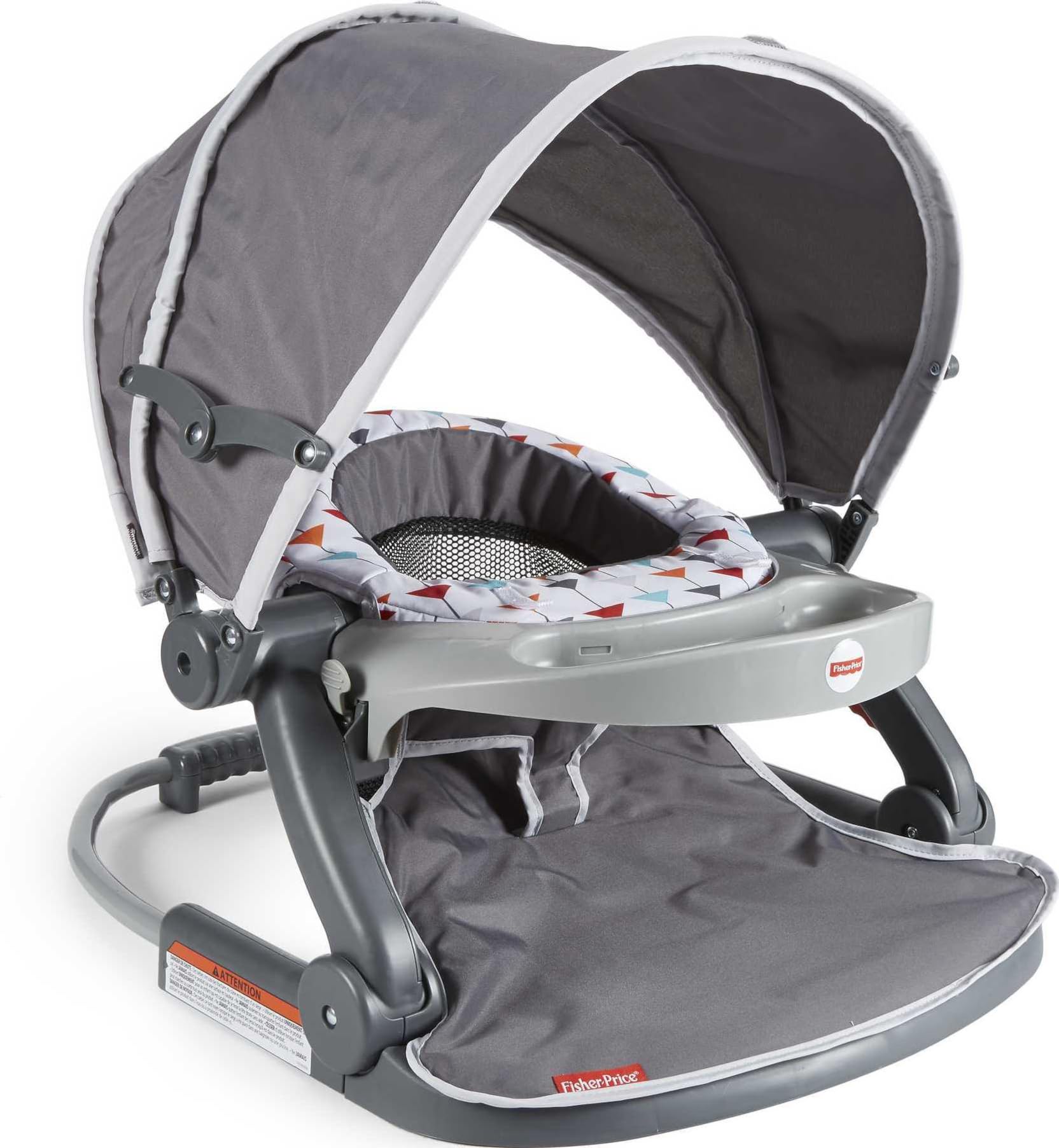 Fisher-Price Travel Baby Chair with wide base supports upright feeding and play.