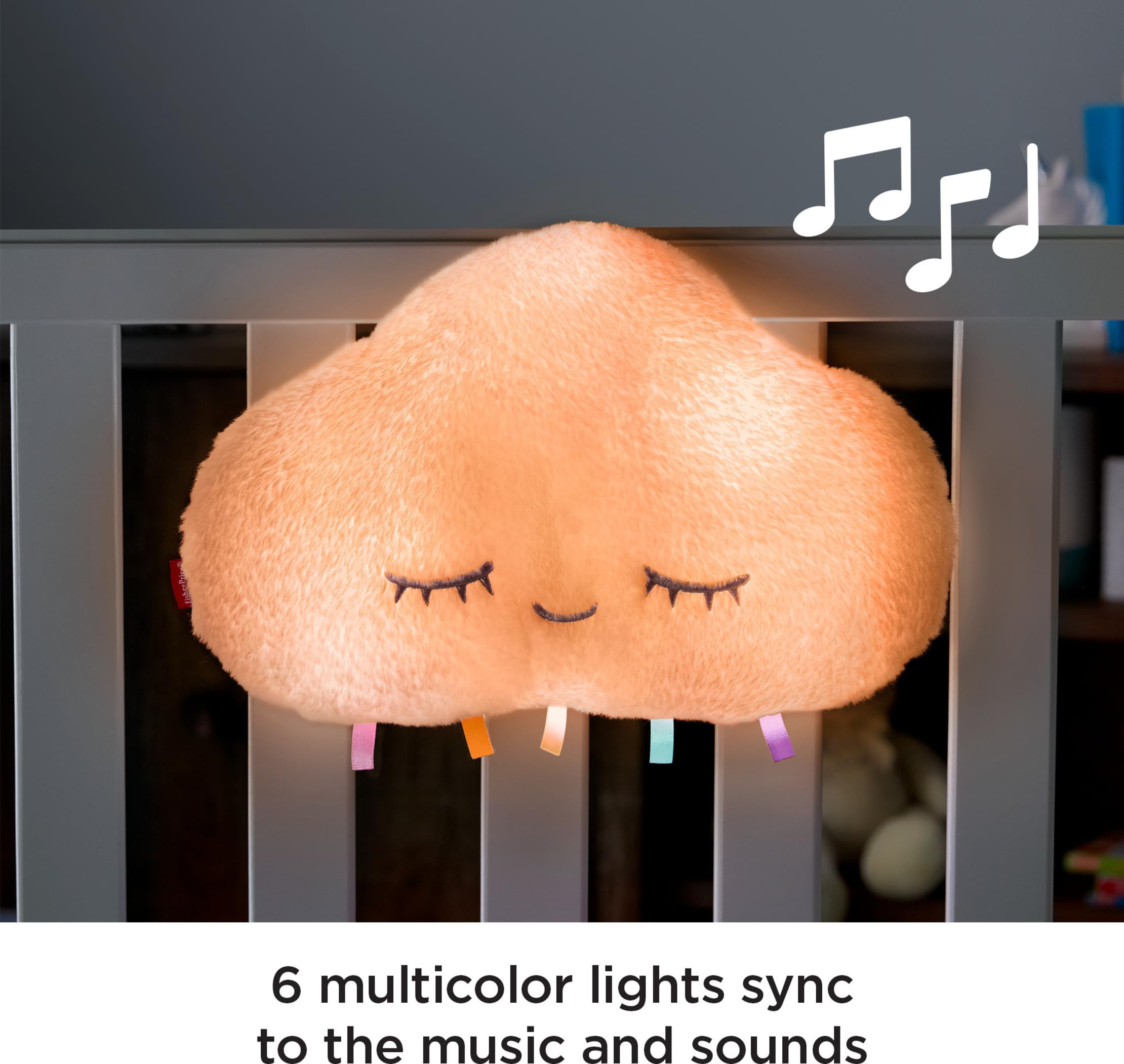 Fisher-Price Twinkle & Cuddle Cloud features multicolor lights for soothing moments.