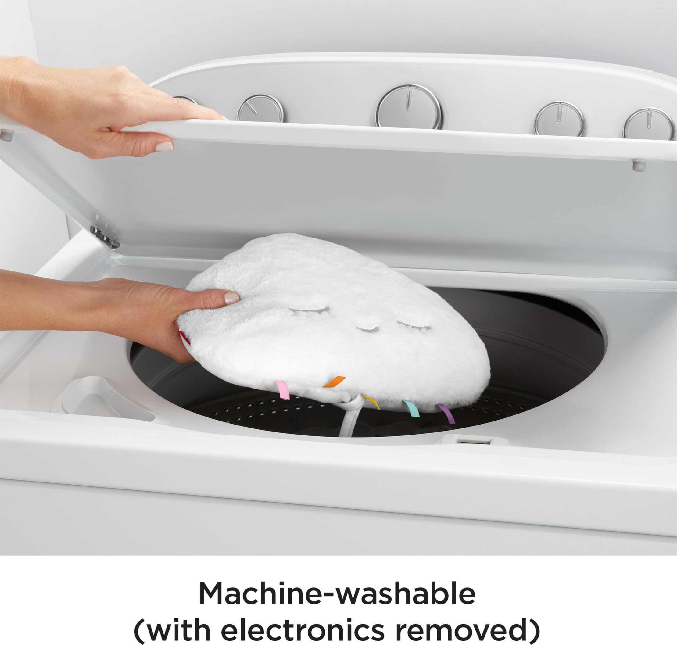 Fisher-Price Twinkle & Cuddle Cloud uses soft fabrics and rain ribbons for cozy play.