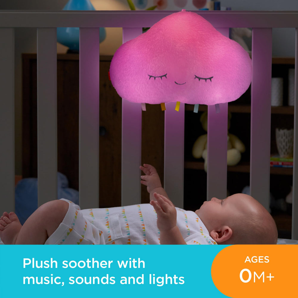 Fisher-Price Twinkle & Cuddle Cloud becomes a take-along friend for toddlers.