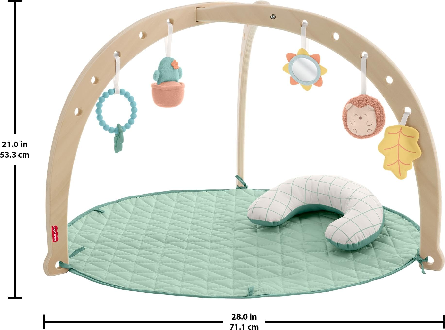 Fisher-Price cactus rattle teether promoting interactive tummy-time play