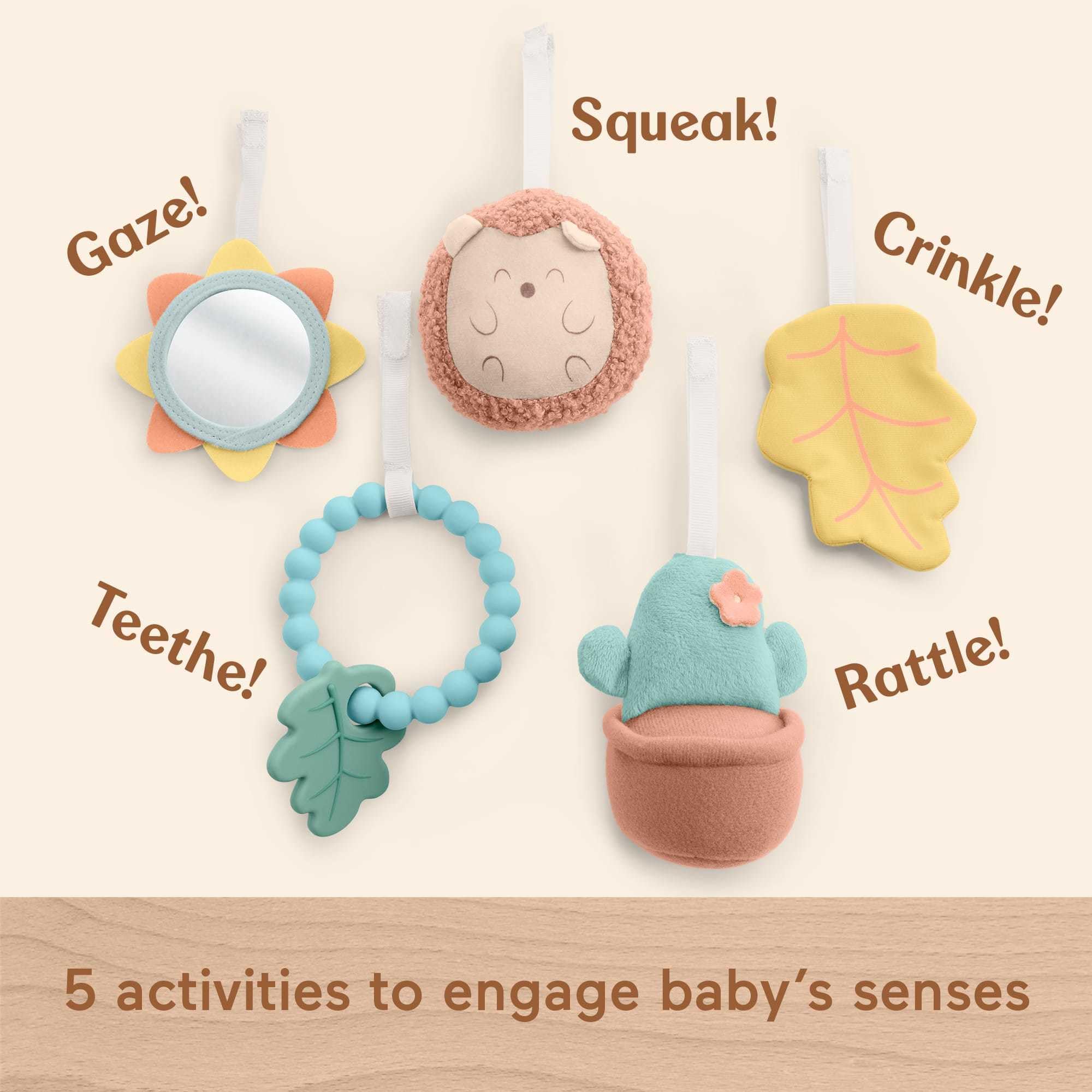 Fisher-Price crinkle leaf teether for textured sensory exploration