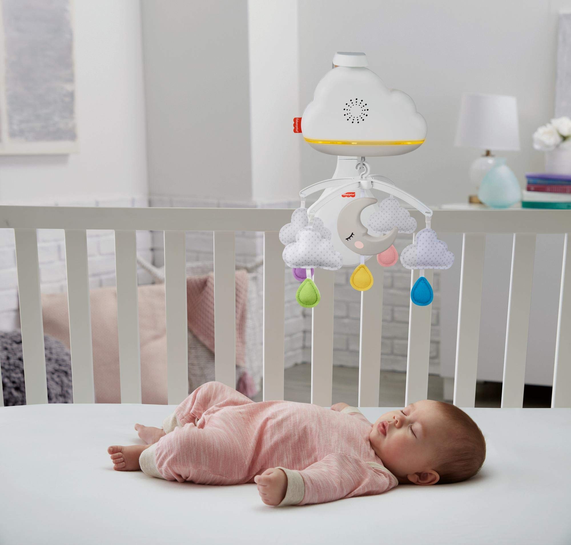 Fisher-Price Calming Clouds Mobile plush clouds and raindrops for visual tracking