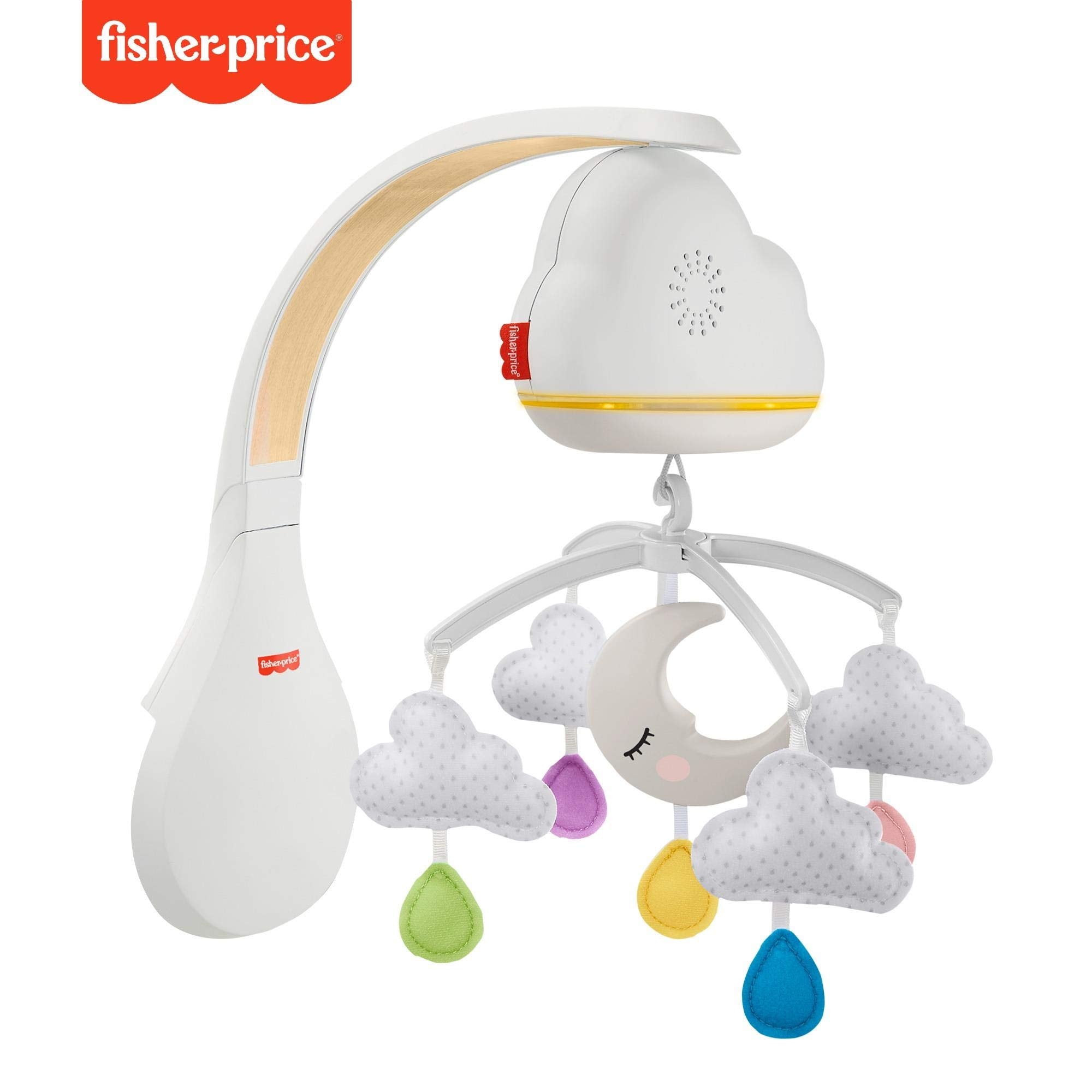 Fisher-Price Calming Clouds Mobile tabletop setup for calming music