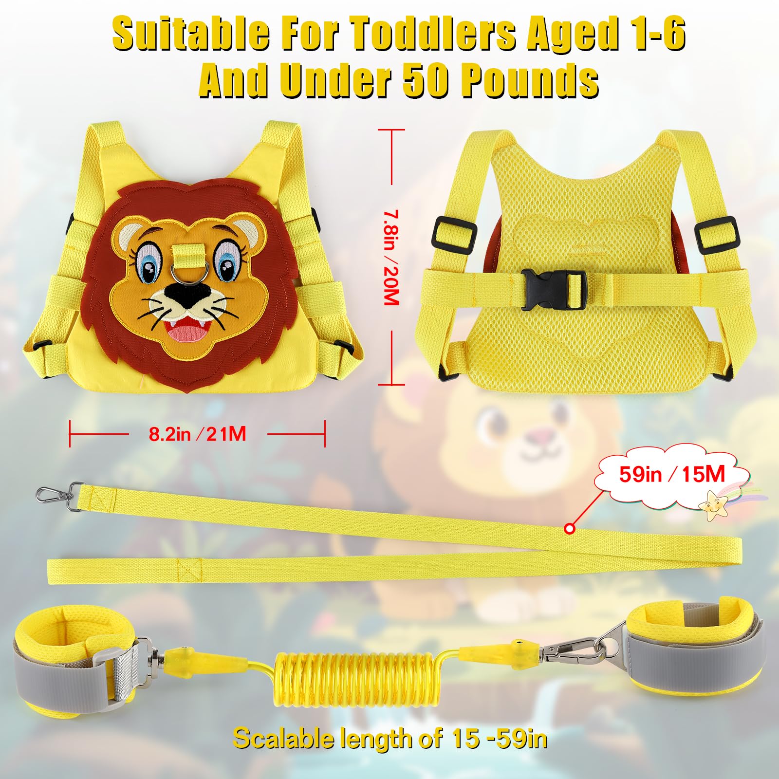 FITARTS anti-lost wrist link yellow strap helps prevent wandering in crowds