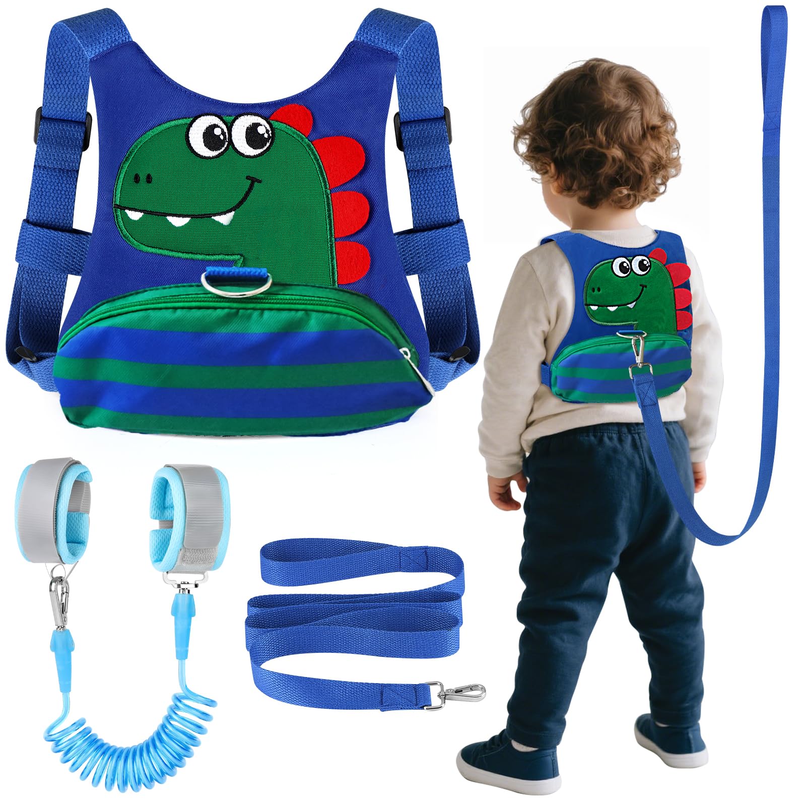 FITARTS toddler leash and harness in blue-green keeps kids close during outings