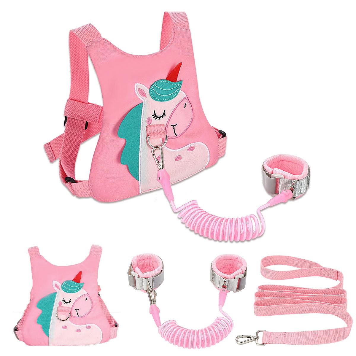 FITARTS Toddler Leash pink harness worn by child during park stroll for safety.