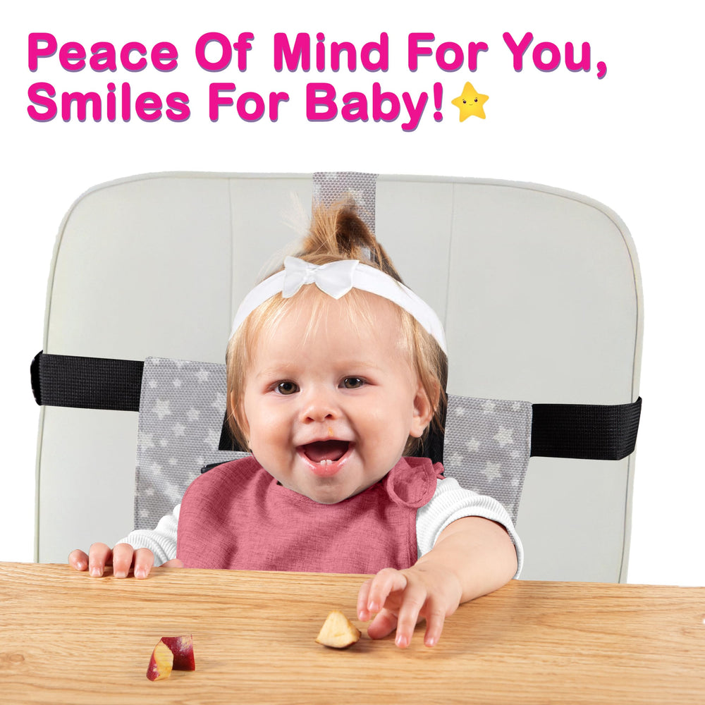 FIVESTARBABY chair-strap 3-height-adjustments adapts as your child grows from 6 months
