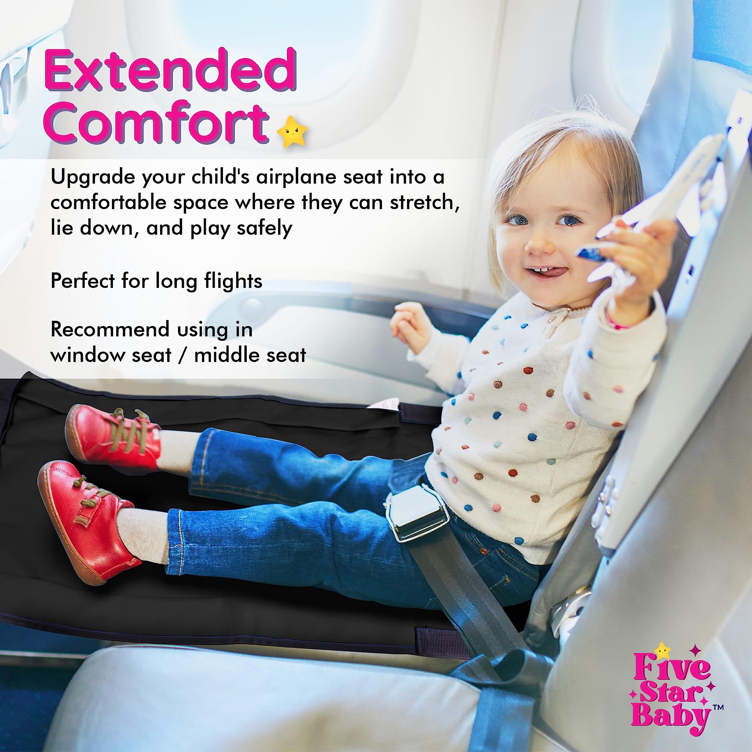 FIVESTARBABY toddler-airplane-bed-compact-design highlights lightweight travel-ready setup.