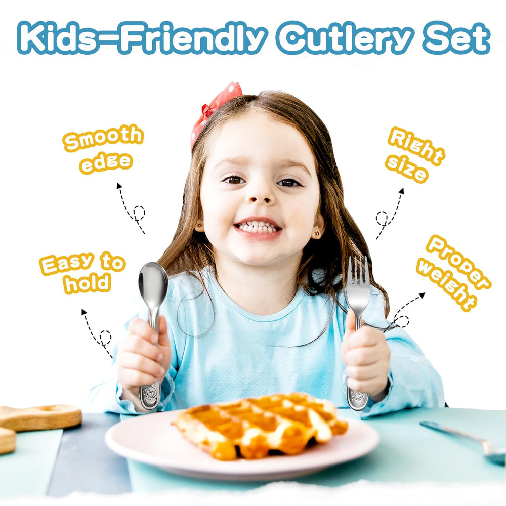 Fiwarex 8-piece toddler utensils dishwasher-safe feature enables quick cleanup.