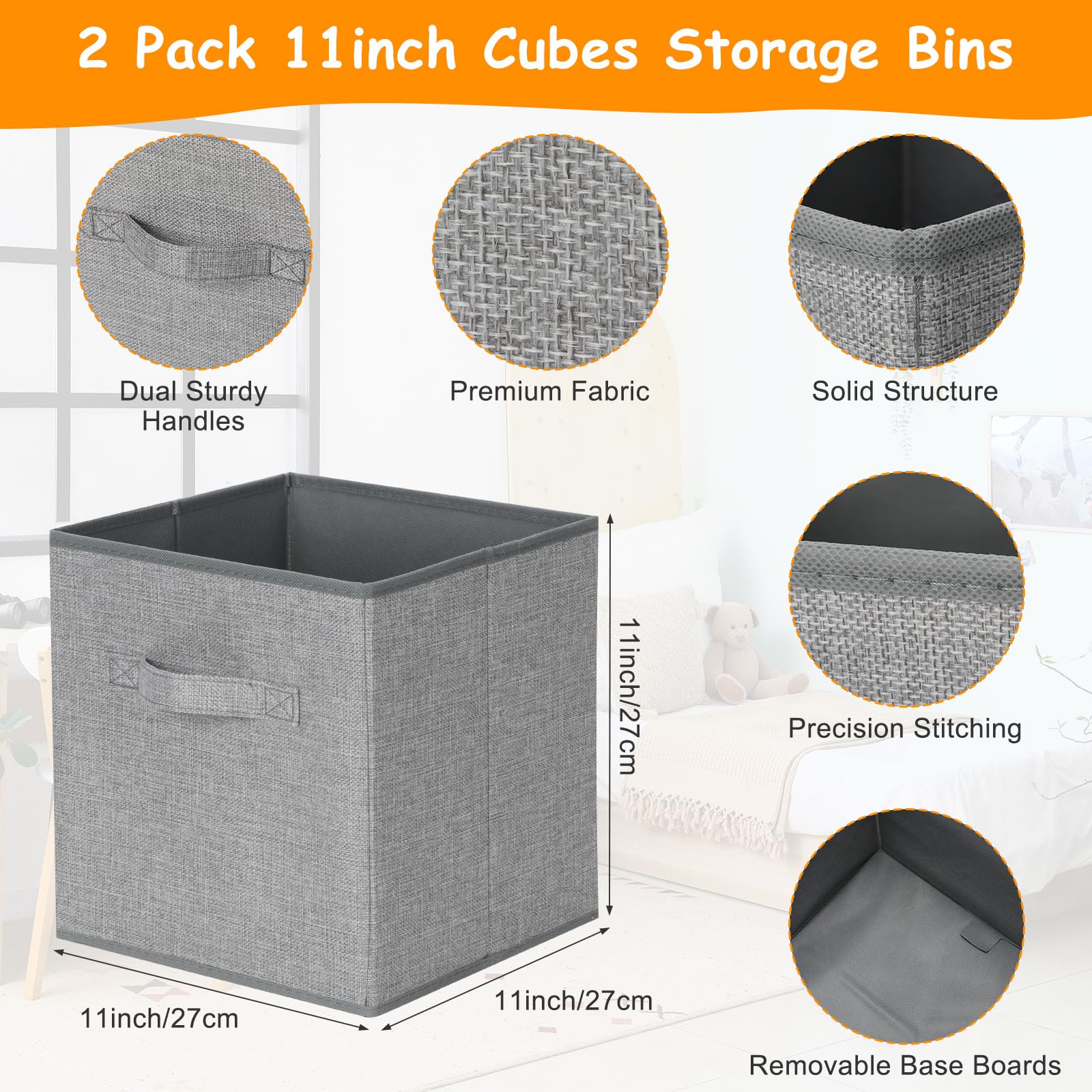 Fiwochic collapsible toy organizer chest in grey saves space when stored.
