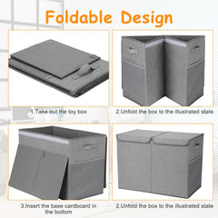 Fiwochic toy chest side mesh pockets neatly classify small items.