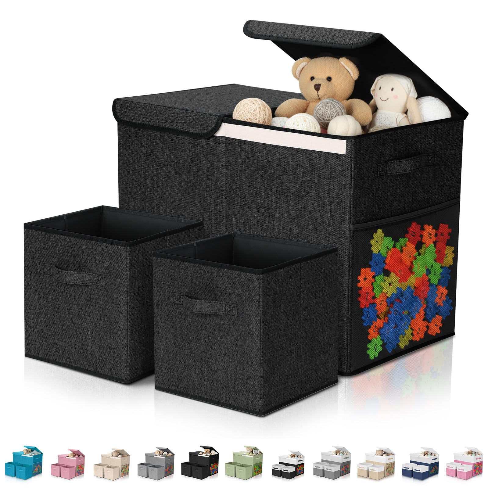 Fiwochic toy storage box 23-inch with lid keeps toys organized and neatly contained.