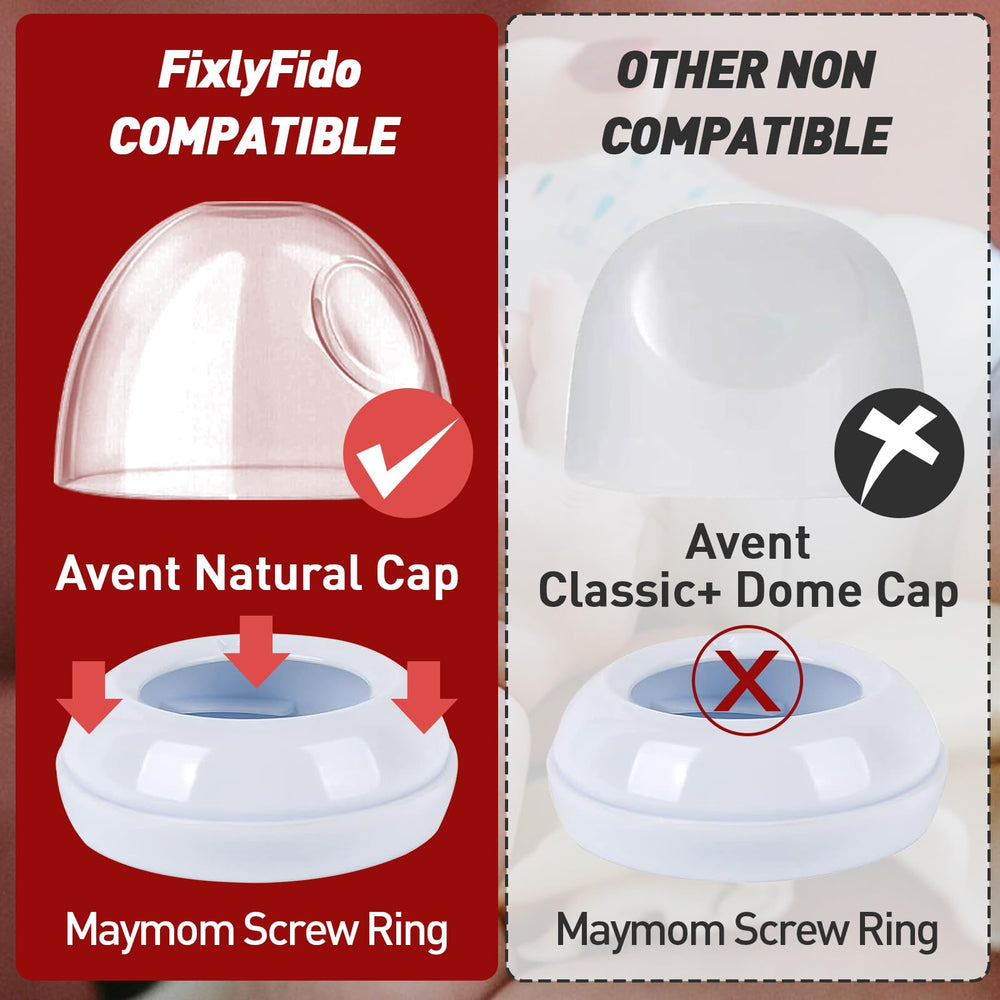 FixlyFido leak-proof cap in use helps keep milk or formula contained