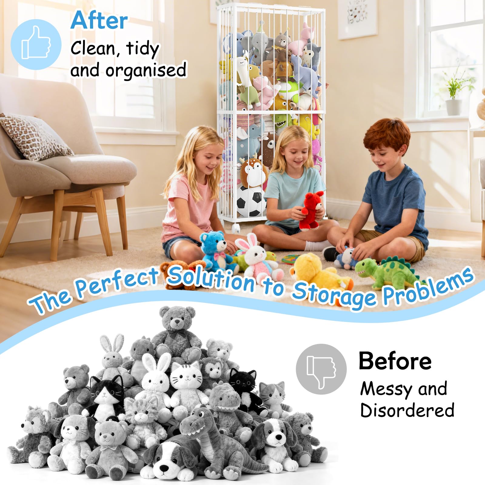 Fixwal plushies storage showcases versatile use for plushies and small toys