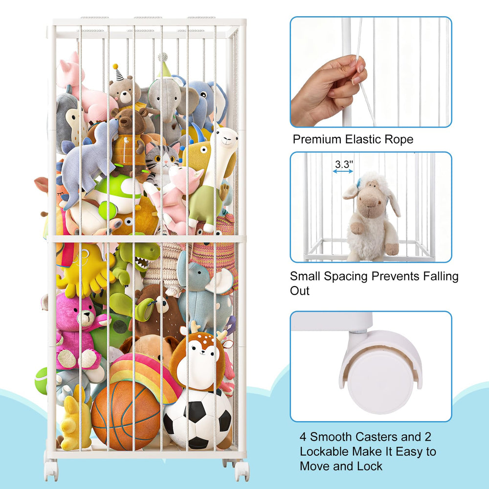 Fixwal stuffed animal storage with casters enables effortless mobility around the room