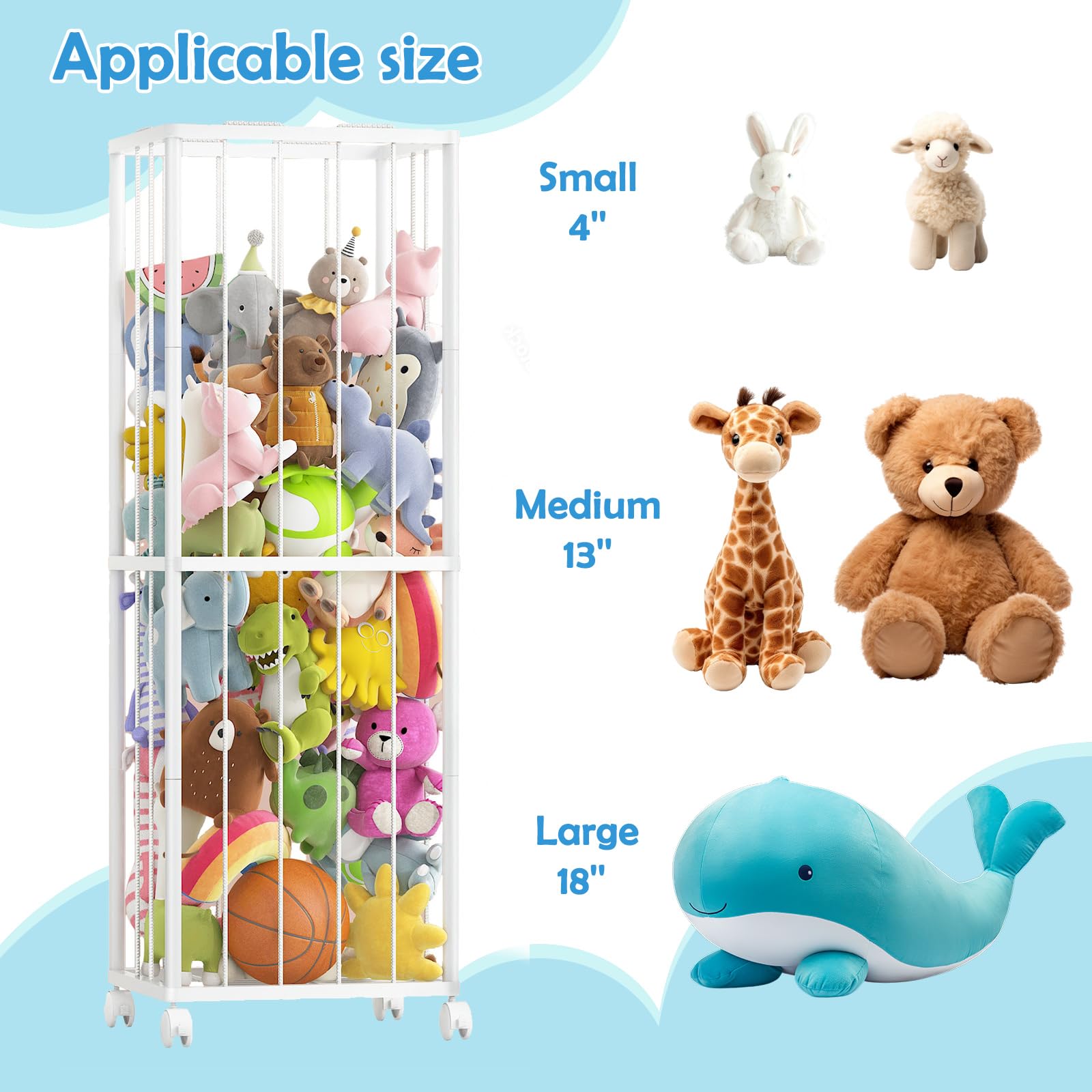 Fixwal stuffed animal storage zoo vertical-space efficiency for tall plushies