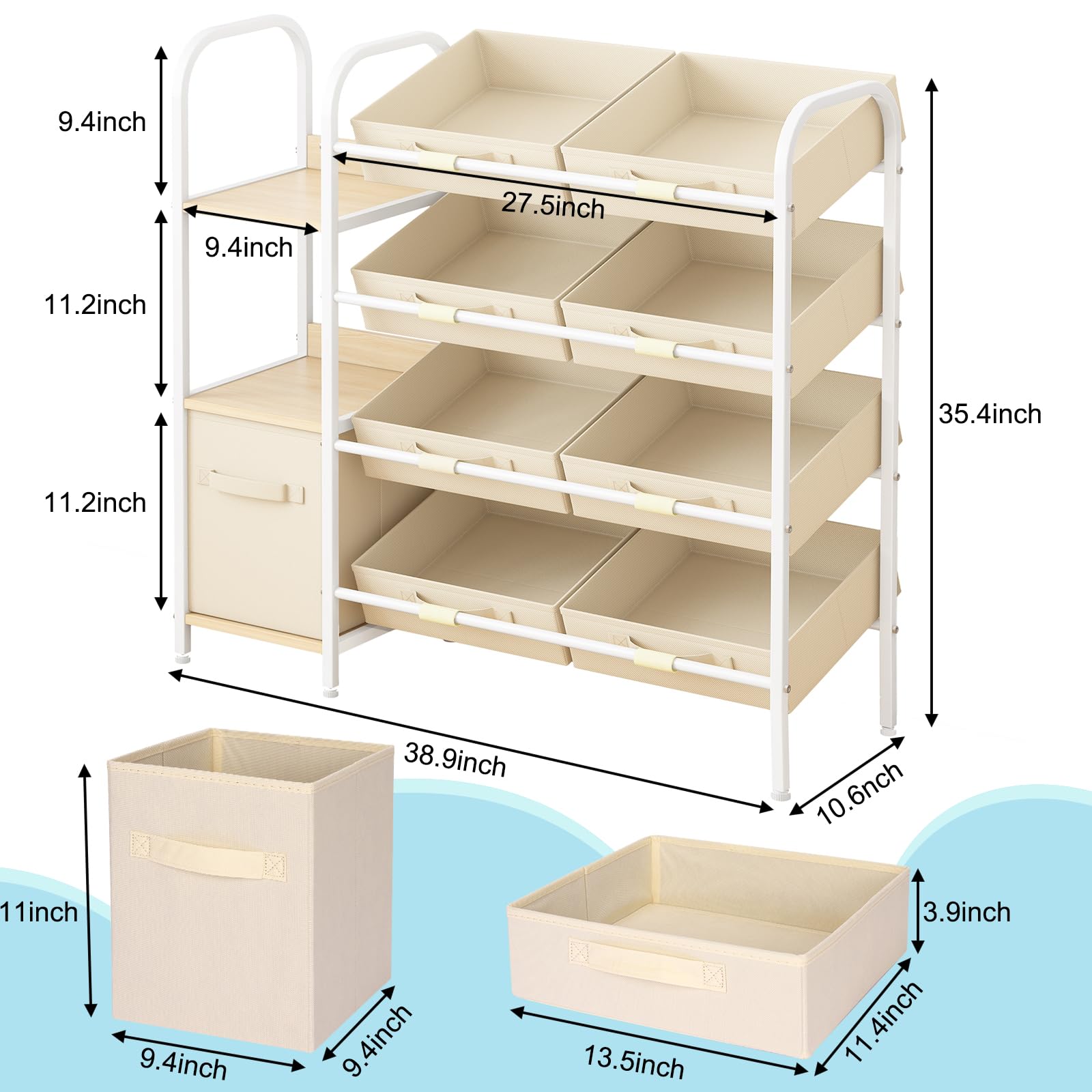 Fixwal toy storage organizer fabric drawers foldable design ideal for clutter-free nursery.