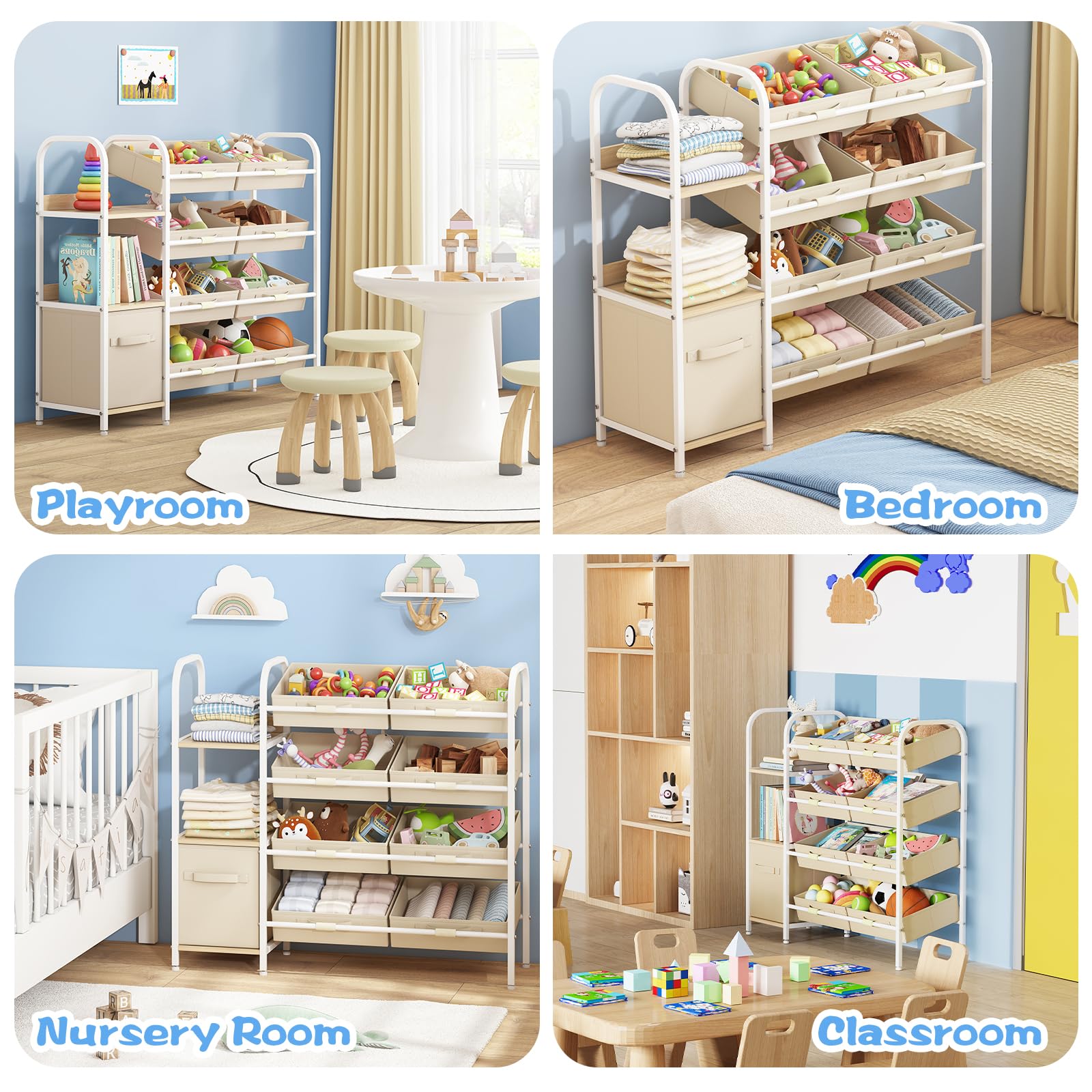 Fixwal toy storage organizer nursery space reduces clutter and encourages tidy routines.