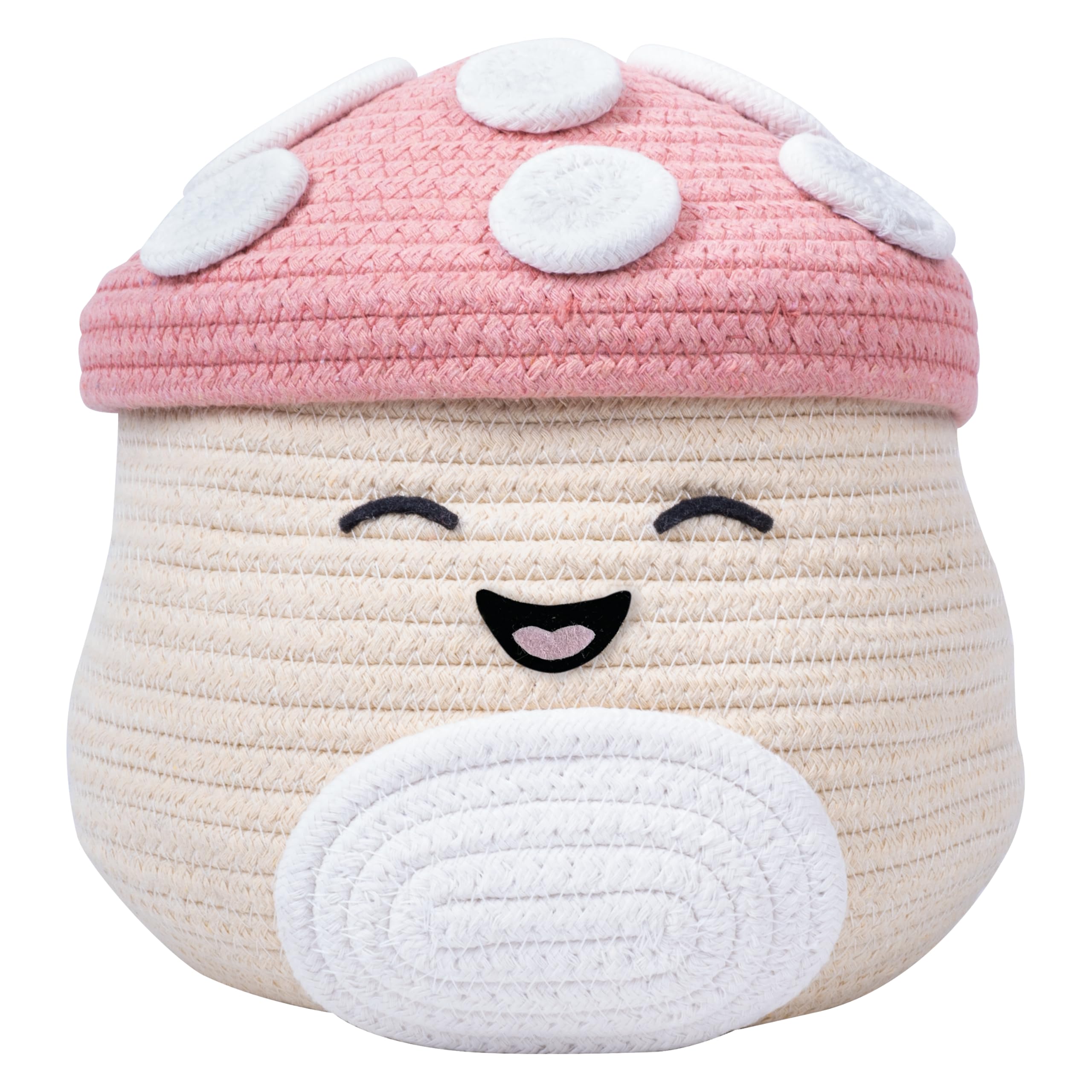 Fizz Creations Malcolm mushroom woven basket with lid for neat toy storage.