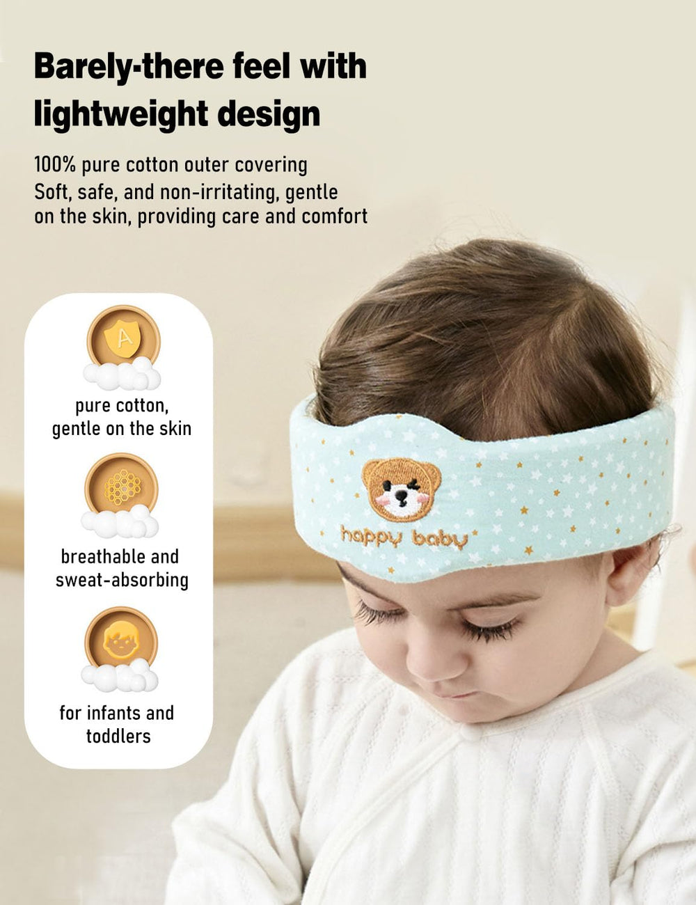 Fizzest Head Protector breathable material image highlights cool, comfortable wear during play