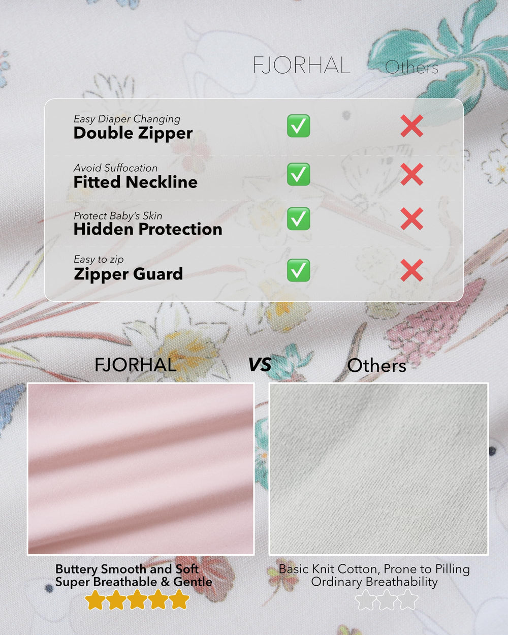 FJORHAL four-way stretch fabric with flat seams minimizes irritation during movement