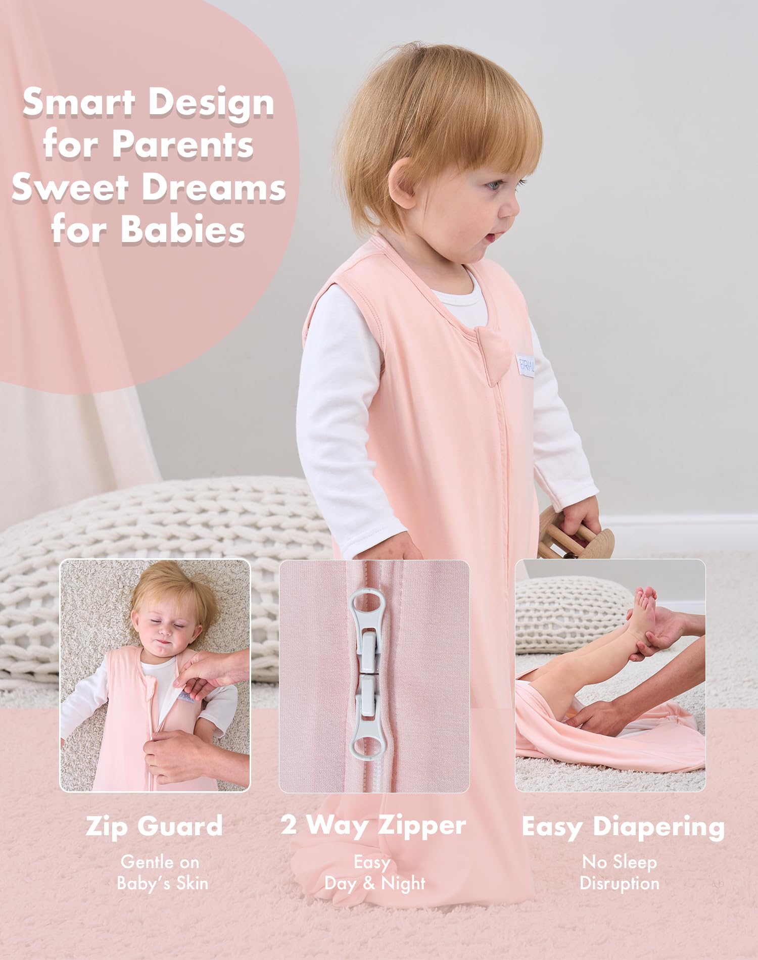 FJORHAL sleep sack with TOG 1.0 warmth for year-round comfort in moderate room temps