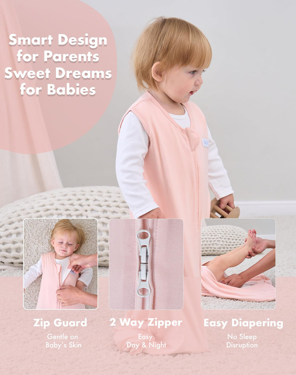 FJORHAL sleep sack with TOG 1.0 warmth for year-round comfort in moderate room temps