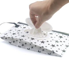 FKEYTO multipurpose wipe bag holds baby wipes and tissues.