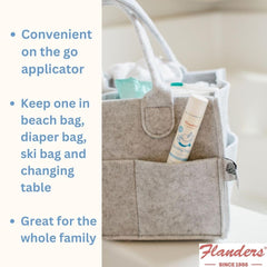 Flanders Healing Stick near nostrils eases windburn and CPAP irritation with soothing coverage.