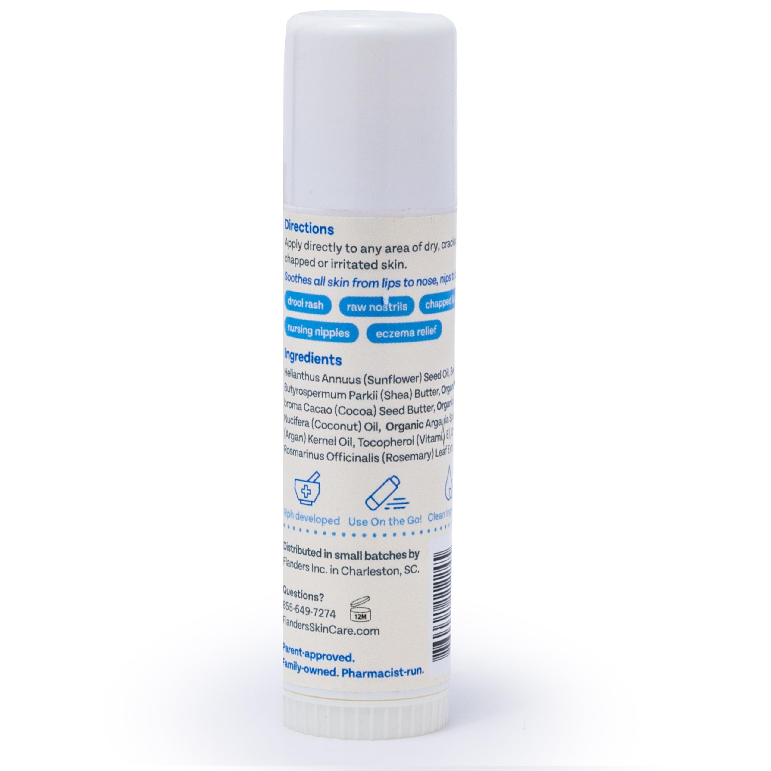 Flanders Healing Stick small-size 0-5oz fits in a diaper or gym bag for travel.