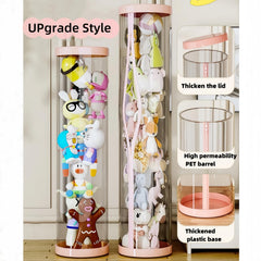 Flarelyare plush storage tube with double zipper ensures secure, top-access toy retrieval.
